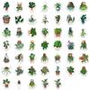 50 Pcs Green Plant Graffiti Stickers: Plant Decorations for Guitar, Notebook, Suitcase