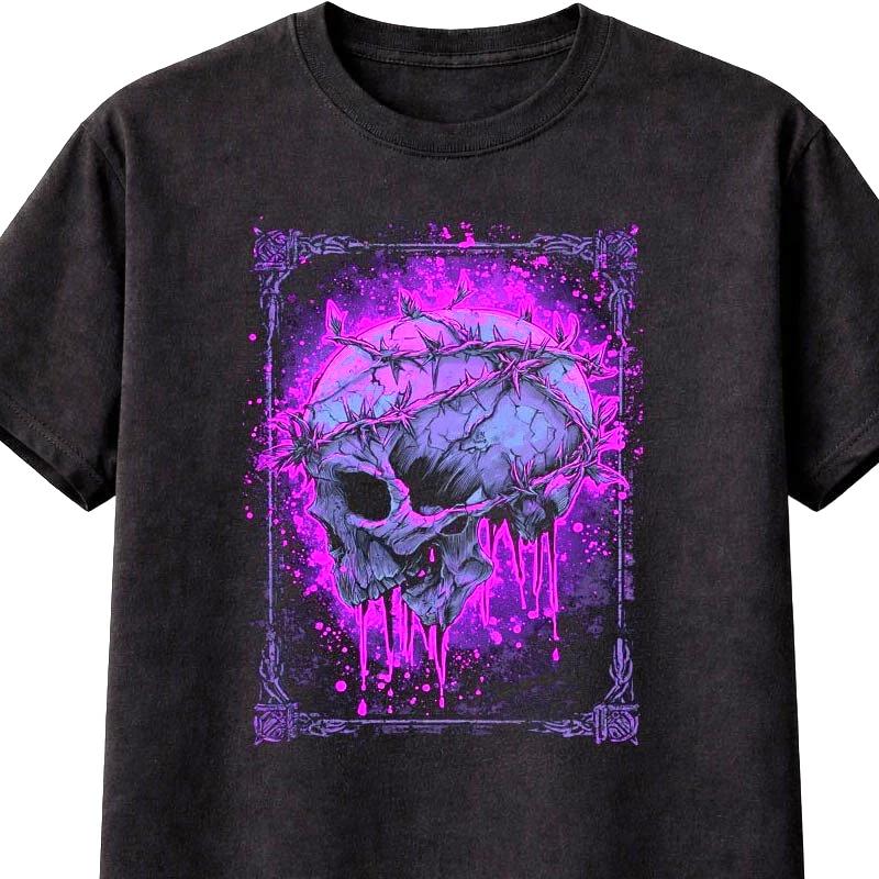 Skull TShirt Thorn Crown Gothic Horror Unisex Black Graphic Tee S5XL S