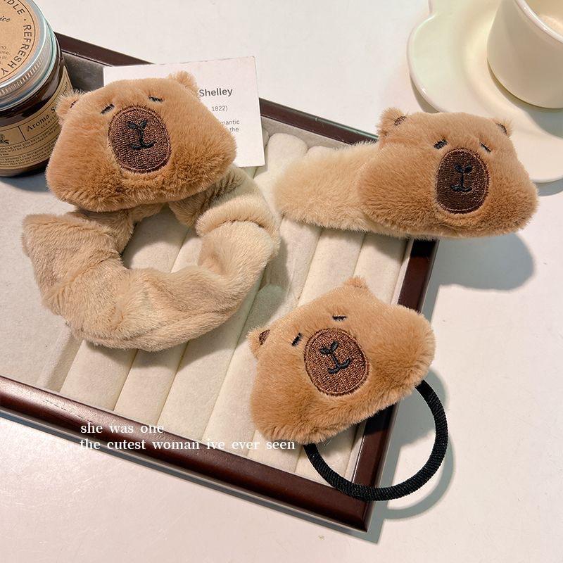 Capybara Girl Face Washing Plush Headband