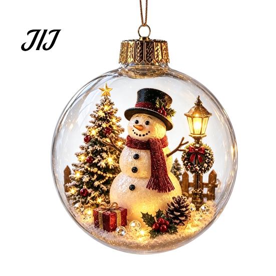 Year Round Home Accent Lighted Clear Christmas Ball Ornaments, Cute Santa Claus/Tree/Snowman/Angel Figure Inside Portable Light Decor The Xmas Hanging
