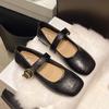 Temperament square head flat sole shoes women's 2025 new spring and autumn French retro Mary Jane small leather shoes light mouth commuter shoes