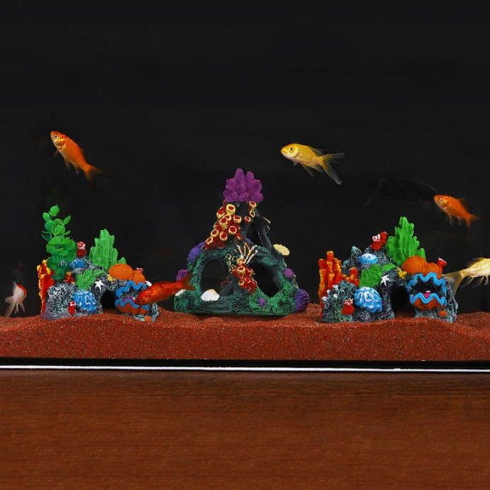 Colorful Aquarium Coral Reef Ornaments Creative Simulated Resin Rockery  Aquatic Habitat