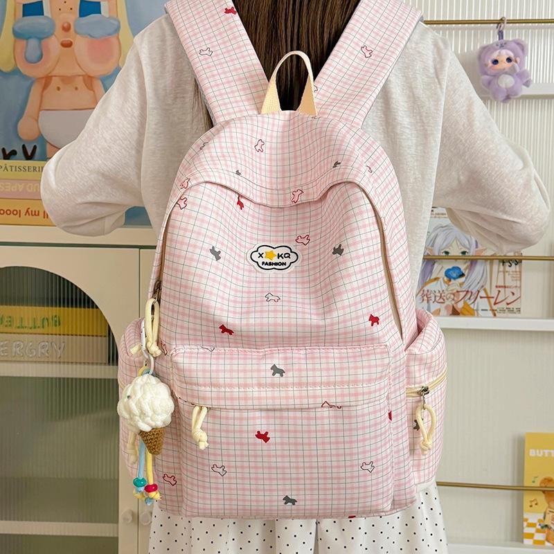 Schoolbag pastoral high school schoolbag female ins niche cartoon large capacity Korean backpack junior high school high value backpack