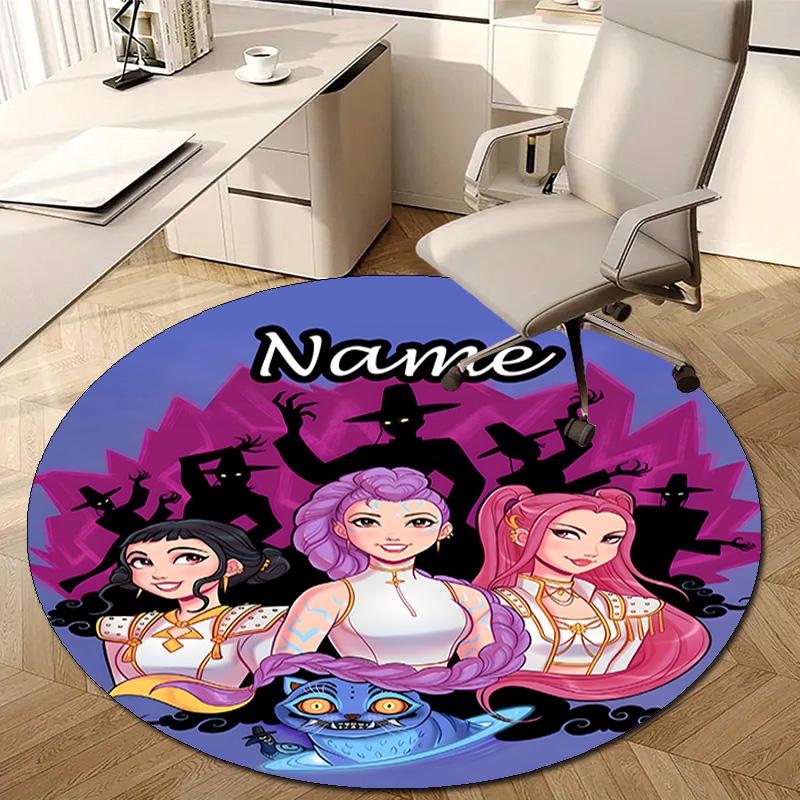 Personalized K-KPop Demon Hunters Round Chair Office Rug - Perfect for Mat, Office Chair & More - Ideal Gift for Birthdays and Holidays