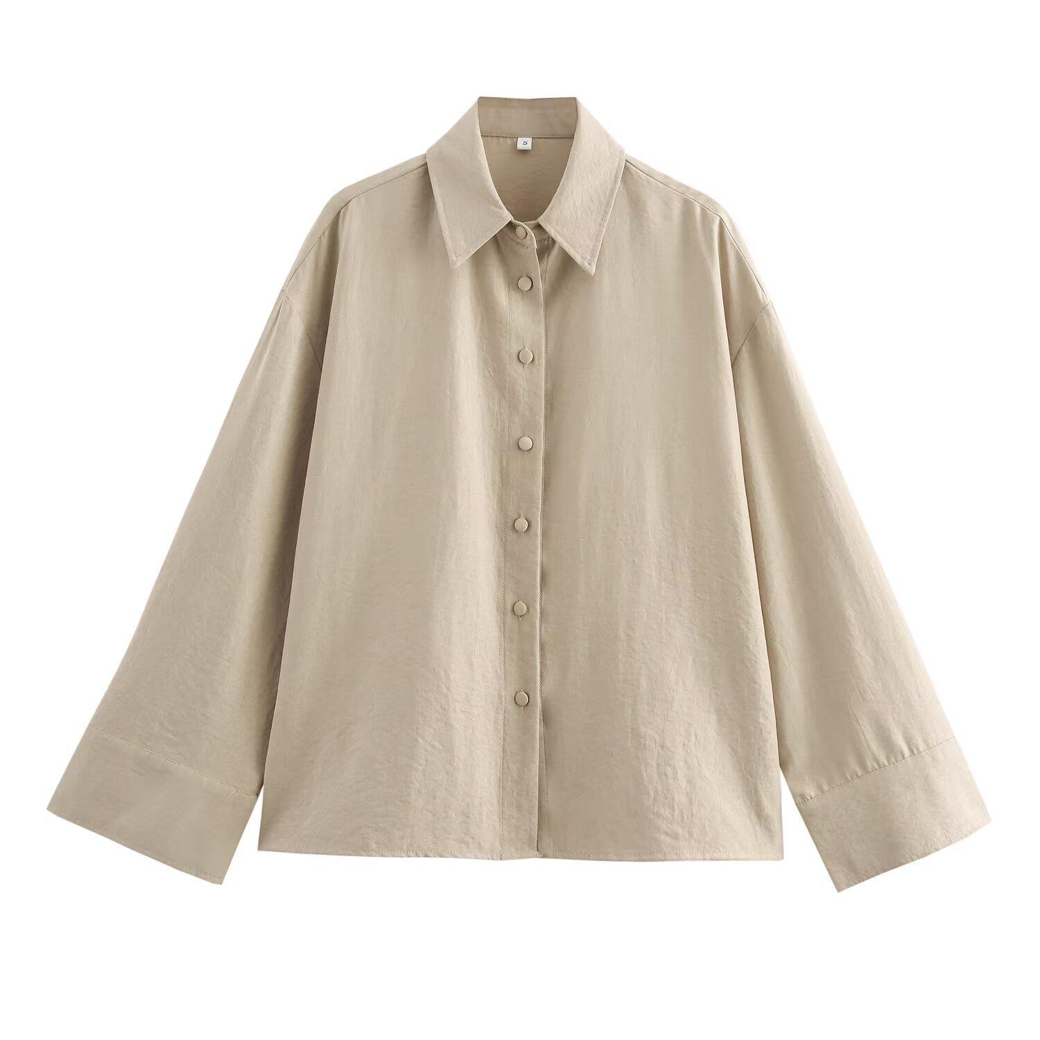 

2024 Женская замшевая текстура однотонная рубашка с длинным рукавом в стиле кэжуал S