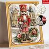 Christmas Nutcracker Soldier Pearl Painting with Frame 3D Sparkling Canvas Art Relaxing Craft for Bedroom Wall Decor Gift and Holiday Decor