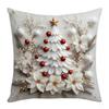 Christmas Embroidered Pillow Covers Set of 4 Santa Deer Snowman Cushion Cases Winter Holiday Sofa Decor (No Insert)