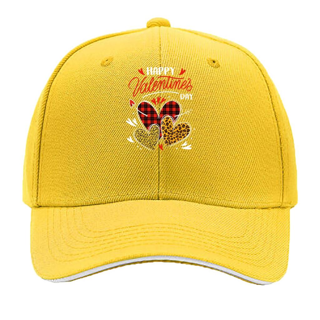 Valentines Script Buffalo Plaid Leopard Heart Design Sandwich Baseball Cap Unisex Women Sun Cap Outdoor Workouts Hat