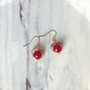 Minimalist Red Agate Heart-Shaped Drop Earrings: European & American Style, Hollow Design for Women