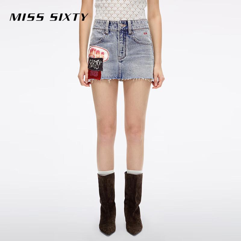 MISS SIXTY 2025 Autumn Patchwork Distressed Denim Mini Skirt