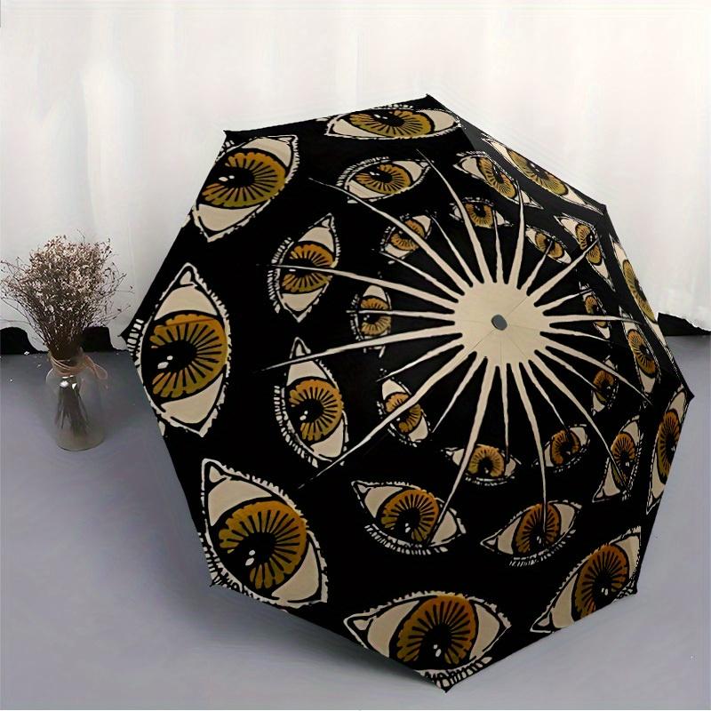 1pc Eyes Mandala Auto Open/Close Umbrella with Windproof, Functional Design, 8-Rib Sturdy Canopy
