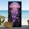 Psychedelic Jellyfish Hearts Beach Towel Girly Magical Glowing Jellyfish Design Quick Dry Absorbent Sandproof Towel for Summer