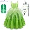 Girls Princess Tiana Dress Up Costume Cosplay Princess and The Frog Clothing Birthday Party Halloween Fancy Ball Gown