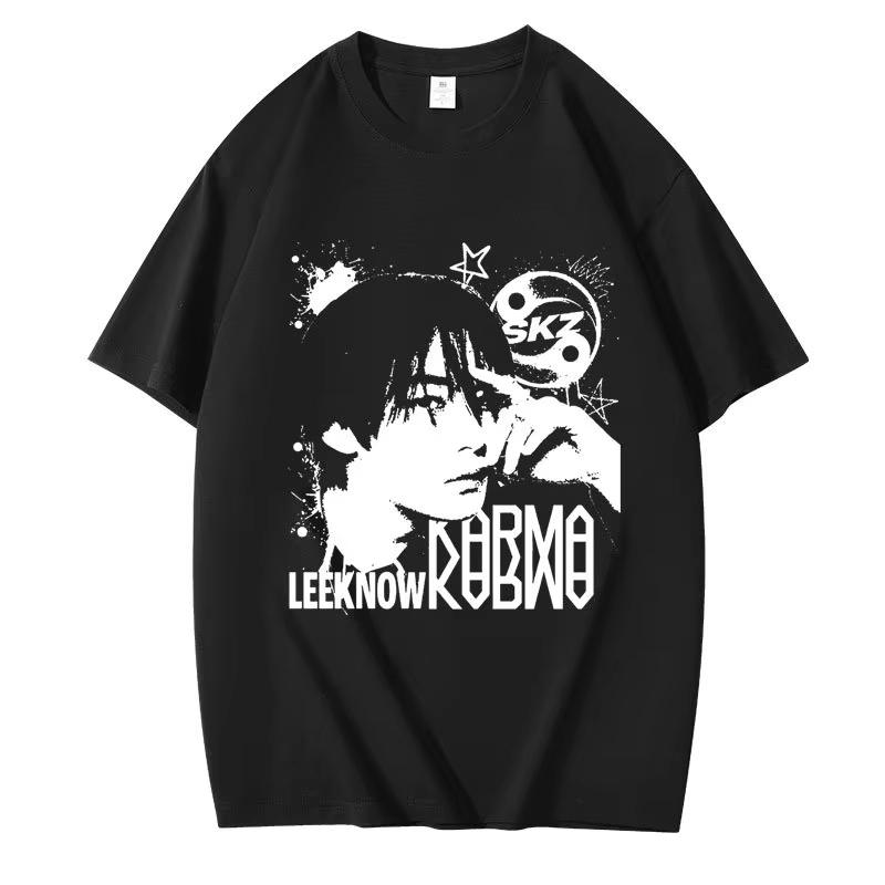 KPOP Das 4. Album KARMA T-Shirt CHANGBIN HYUNJIN FELIX Koreanische Mode Sommer Baumwolle Hip Hop T-Shirt Harajuku Oberteile Streetwear