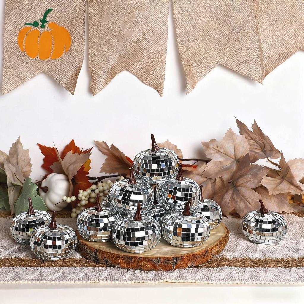 12-piece Set Of Pumpkins (for Decor), Glitter Foam Pumpkins (for Decoration), Artificial Pumpkins (for Thanksgiving Table Centrepieces And Pa