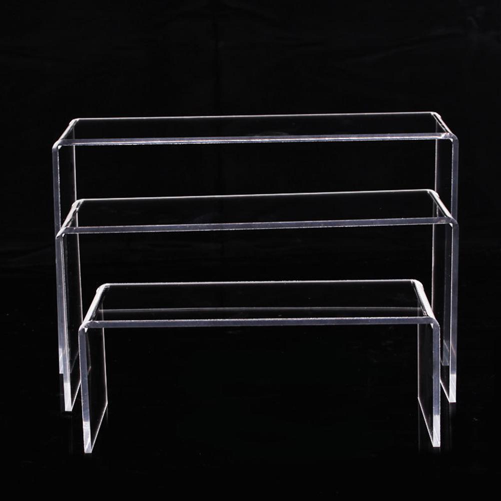 3Pcs Acrylic Shoe Display Shelves Clear Storage Rack Organizer for Makeup Cosmetics Lipstick Foundation Blush Eye Shadow Display