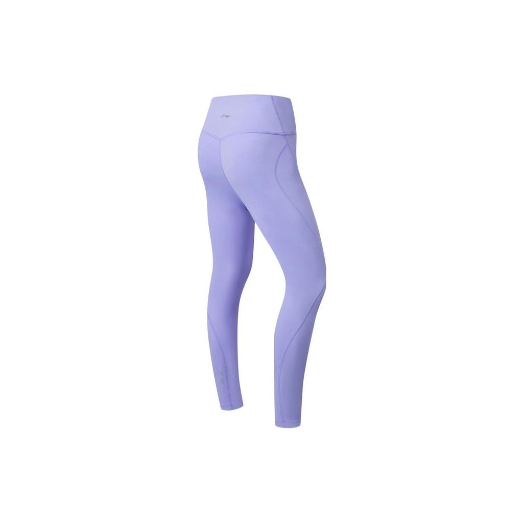Li Ning Fitness Series Solid Color Mixed Performance Shaping Leggings Women Leggings Blue Purple AULS052-5