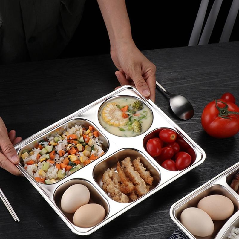 304 Stainless Steel Dinner Plate Serving Dish Rustproof Dishware For Family Outdoor Camping Kitchen Use