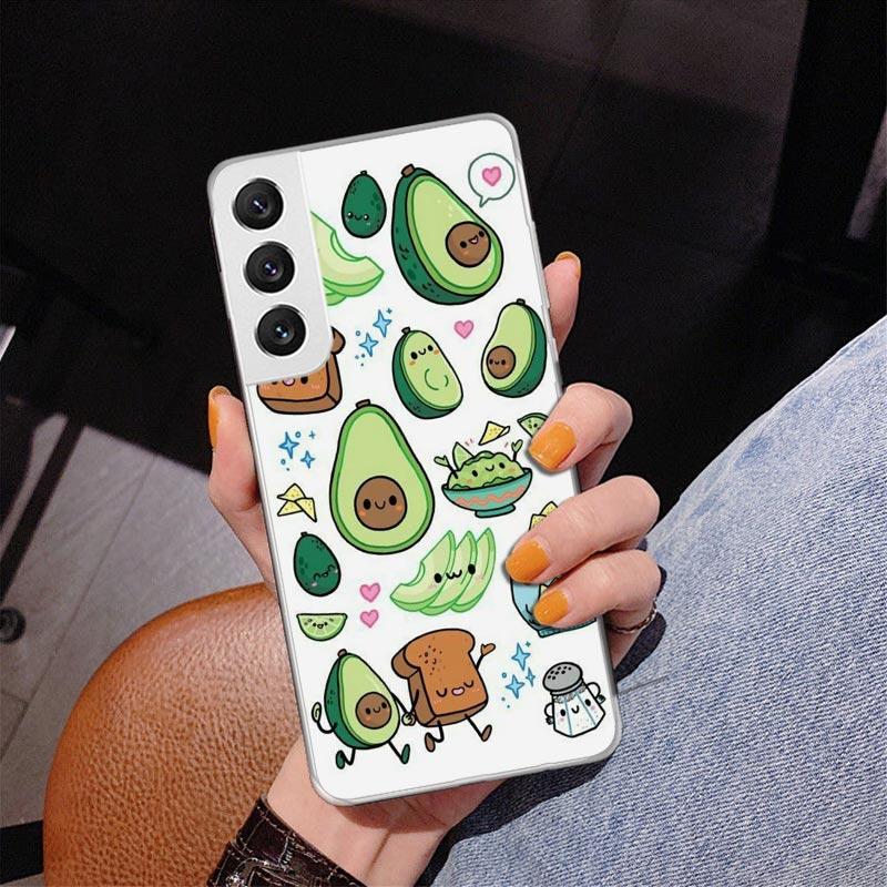 Cartoon Fruit Avocado Phnoe Case for Samsung Galaxy S26 S25 Edge S23 S24 Ultra S22 Plus S21 S20 FE Unique Cover Soft Coque Galax