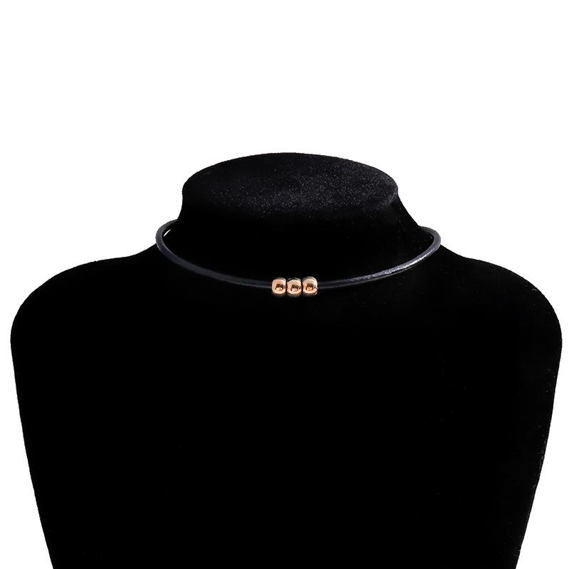 Gothic Style Black Rope Women's Neck Chain Choker Rope Necklaces Gold Color Beads Goth Jewelry Collar For Girl Kpop Chocker