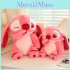 Niedliche rosa Stitch-Plüschpuppe, süßer Bär, weiches Kuscheltier, Geschenk für Mädchen