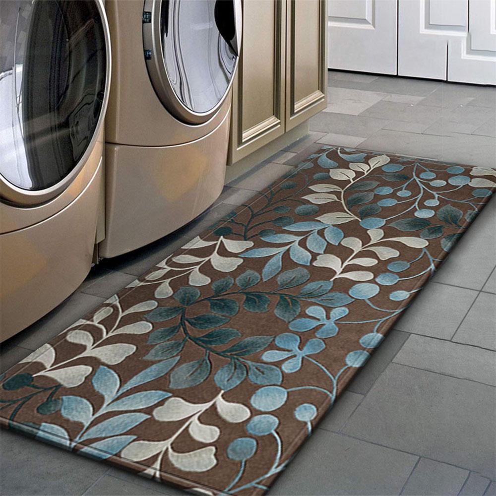 

1PC retro plant foliage kitchen carpet mat doormat absorbent carpet, home decoration strip carpet mat 400MMx600MM