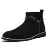 Autumn fashion high-top chain Martin boots retro casual solid color short boots large size men's leather boots