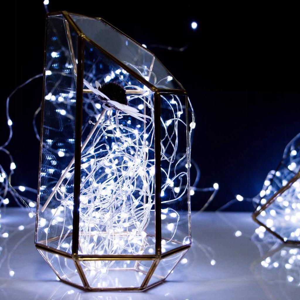 Lampki Druciki 50 Led Na Baterie Białe Zimne 5M Światełka Na Choinkę Stroik