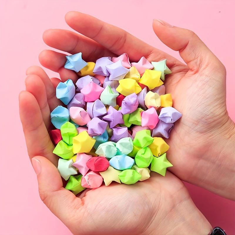 1 Set of 520 Pieces/pack of Colorful Star Origami, 360 Pieces/pack of Rainbow Gradient Lucky Star Paper Strips