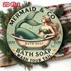 Vintage Tin Metal Sign Mermaid Bathroom Decor Rustic Farmhouse Wall Art