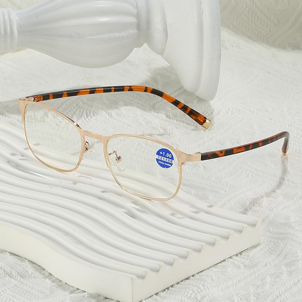 Stylish Metal Frame Anti-blue Light Reading Glasses for Middle-aged & Elderly
