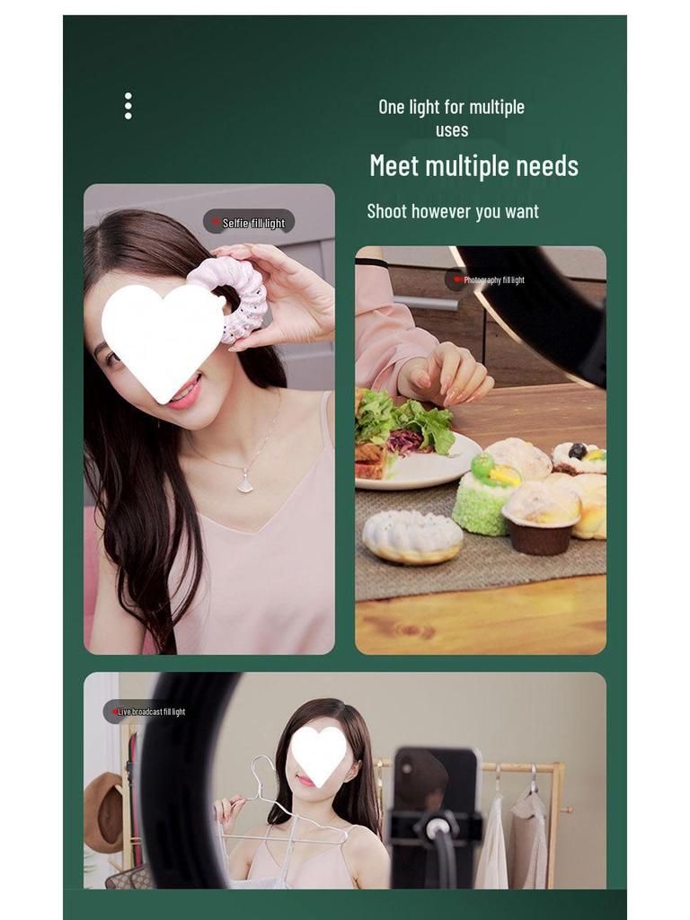 Multi-Functional Floor Tripod Phone Holder with Ring Light for Live Broadcast & Photography