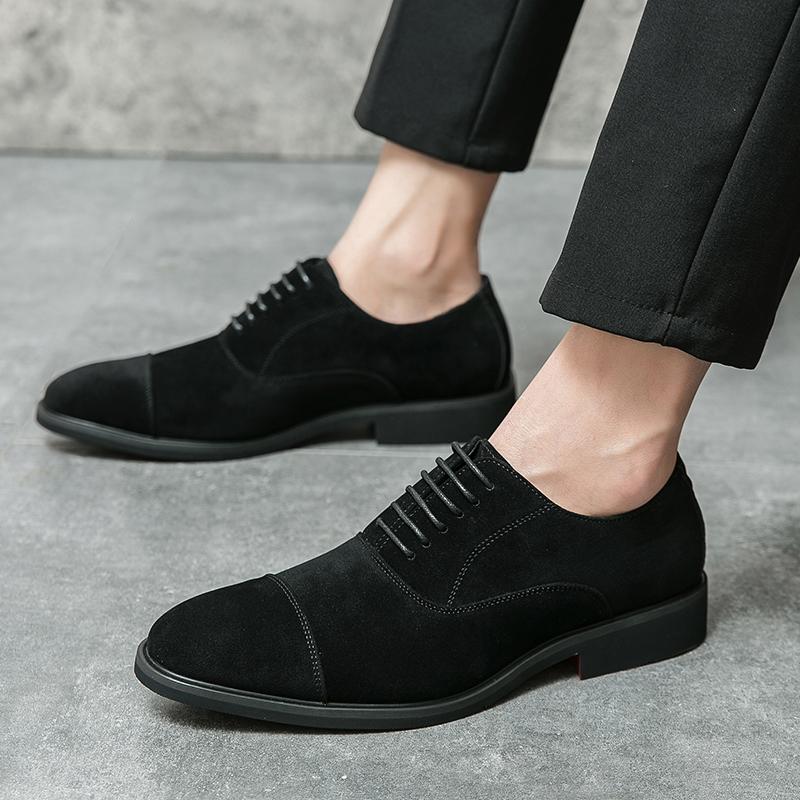 High Quality New Men's Lace Up Suede Leather Wedding Dress Oxford Shoes Male Business Casual Flats Homecoming Pageant Footwear