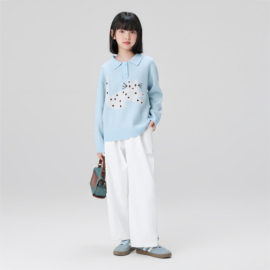 Left West Girls' Pants Spring and Autumn Children's Western Sweet Pants Casual Pants 2026 New Big Children's Spring Wide Leg Pants