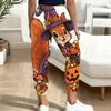 Women Plus Size Cartoon Printed Jogger Pants Drawstring Waist Side Pockets Cuffed Ankle Casual Trousers