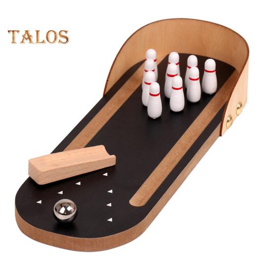 1 Set Desktop Mini Bowling Game Stress Anxiety Relief Portable Travel Wooden Small Bowling Ball Home Office Desk Toy Kids Teens Adults Gift
