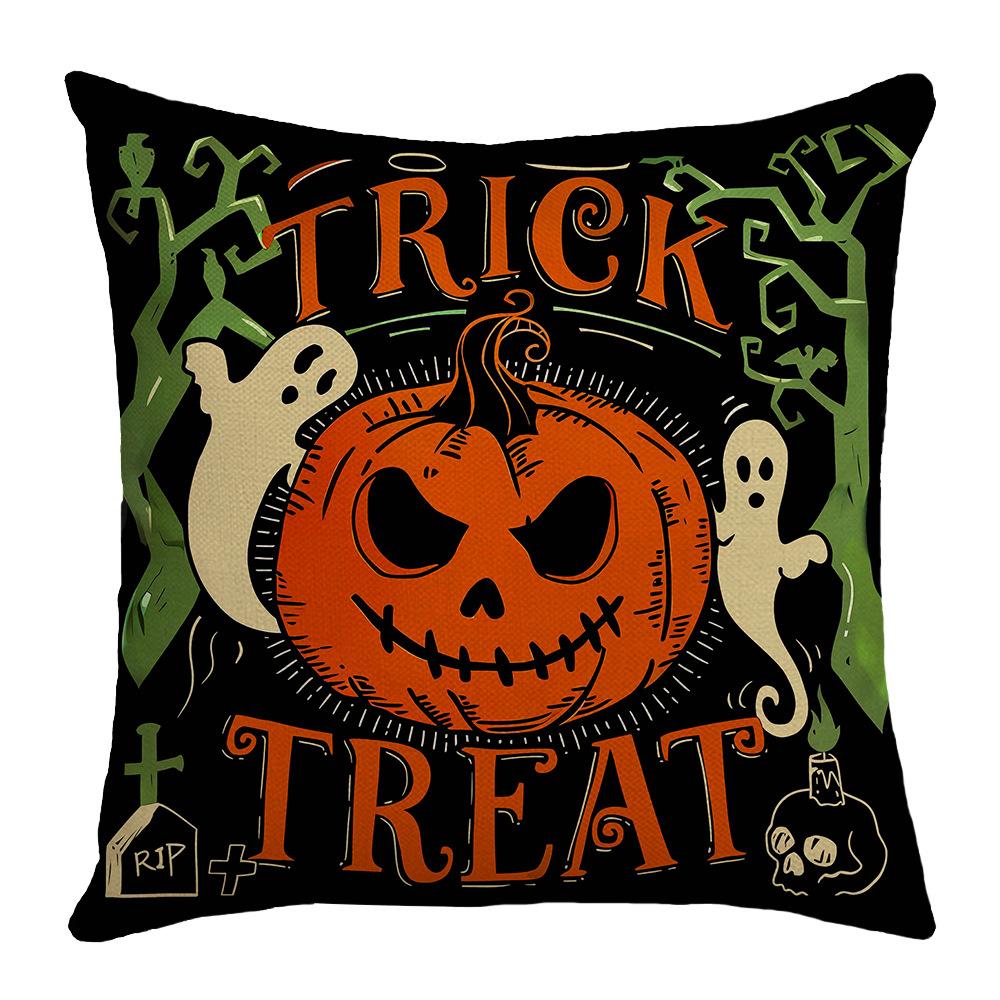 New Halloween Pumpkin Pillow Cover Skeleton Cat Decoration Sofa Bedroom Pillow Cover Bedside Backrest