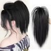 Synthetic Black Half Ponytail Waterfall Straight Hair Claw Clip Hairpiece For Ponytail Hair Extension Heat Resistant Women Party Hair