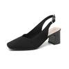 Baotou Sandals for Womens Summer New Solid Color Breathable Square Head Shallow Mouth Heel with Mixed High Heels Women's Sandals