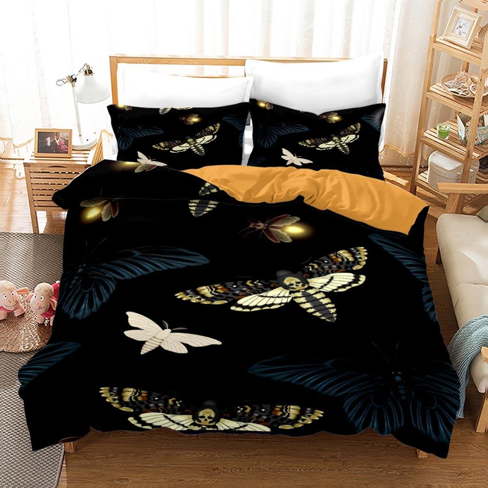Death Moth Duvet Cover Set Queen Size Phase Space Comforter Cover for Boys Abstract Exotic Aesthetic Bedding Set Dark Art