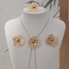 Simple personality exaggerated flower design light luxury versatile necklace ring stud earrings jewelry set