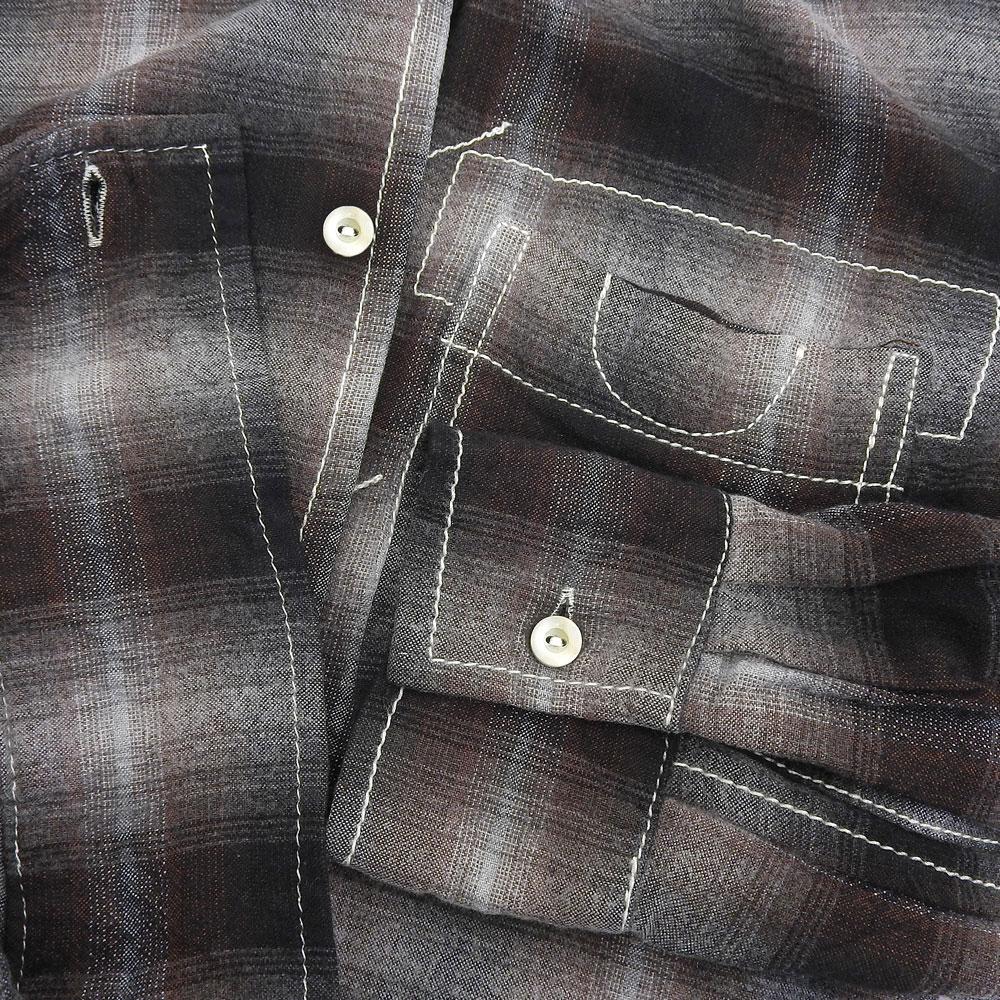 NUMBER (N)INE Excellent Condition Ombre Check Shirt, Portland Period, Men's, Black and Brown, Size 2, F08-NS007, 08AW Tops 2 Black / brownUsed