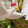 Peaceful White Flying Pigeon Ornament Resin Lifelike Hanging Bird Decoration for