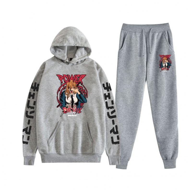 Chainsaw Man Couples Hoodie Sweatpants Set Long Sleeve Casual Outfit Men Women