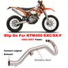 Slip-On Para KTM 450 EXC KTM450 SX-F 2003 -2007 Sistema de Escape de Motocicleta Tubo de Ligação Frontal Conecta Silenciador Original Moto