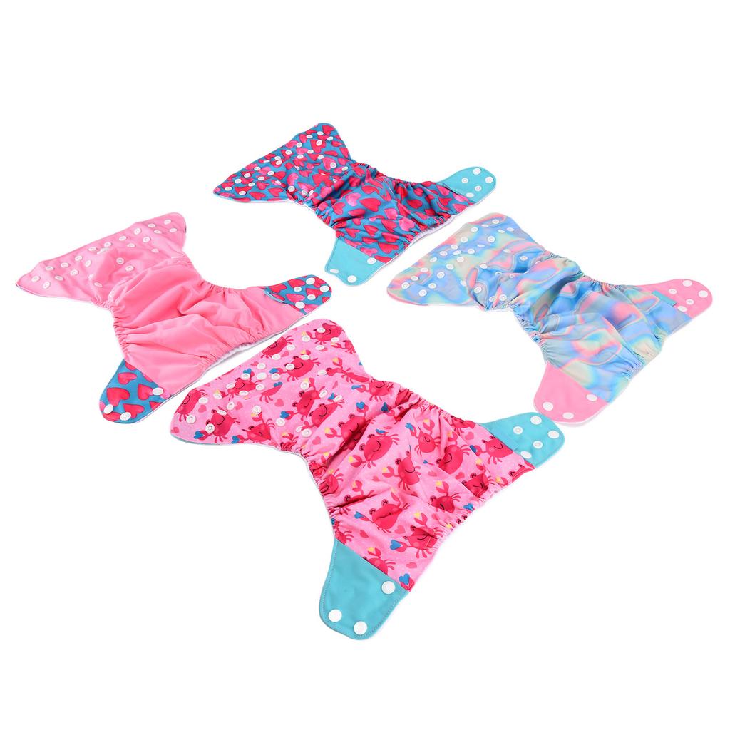 4Pcs Cloth Diaper One Size Adjustable Reusable Washable Waterproof Breathable Baby Training Pants