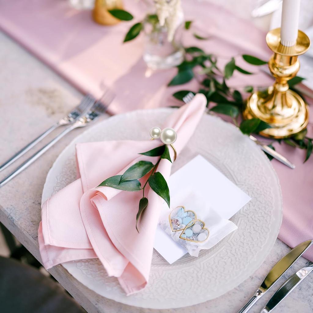 1-120PCS Pearl Napkin Rings Metal Napkin Holder Wedding Party Banquet Supplies Holiday Christmas Dinner Table Decoration Favors