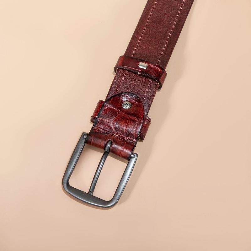 First Layer Cowhide Retro Vegetable Tanned Hand-polished Leather Strip Pin Buckle Men's Genuine Leather Trousers Belt