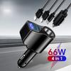 66W 4 Ports Digital Display Car Cigarette Lighter Power Adapter 3.1 A USB PD Car Phone Multifunctional Charger For iPhone Huawei