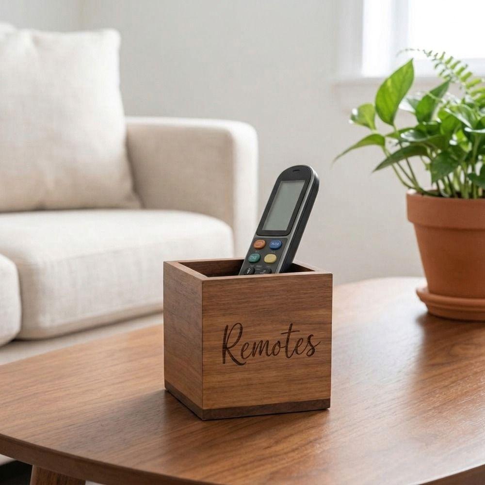 Wood Desktop Storage Box Simple Pen Holder Durable Desktop Organizer for Living Room